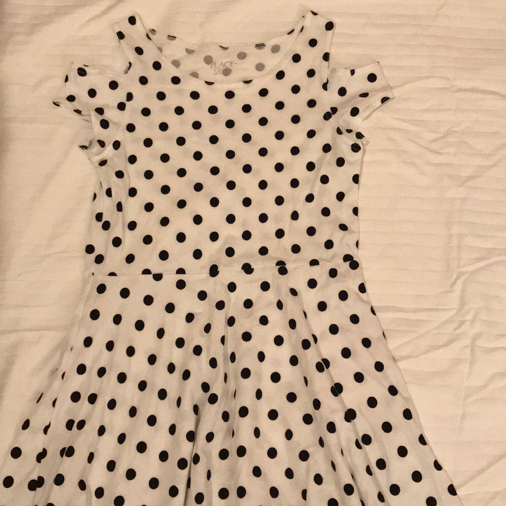 Girl’s Cold Shoulder Polka Dot Dress